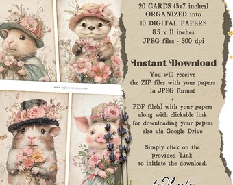 かわいい小さな友達 5 x 7 インチ ジャンク ジャーナル用品 | シャビー