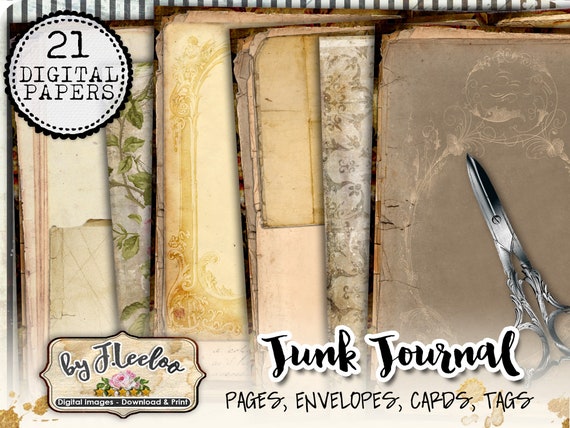 JUNK JOURNAL KIT distressed vintage journal kit crafting journal background scrapbook instant download printable diary pp517