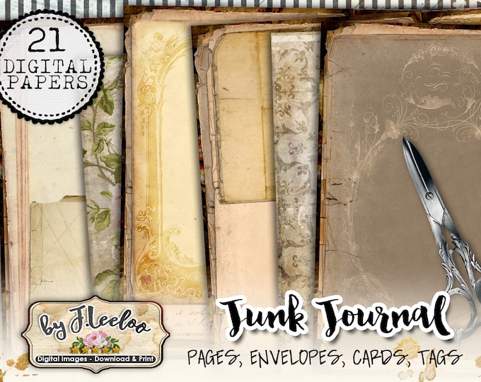 JUNK JOURNAL KIT distressed vintage journal kit crafting journal background scrapbook instant download printable diary pp517