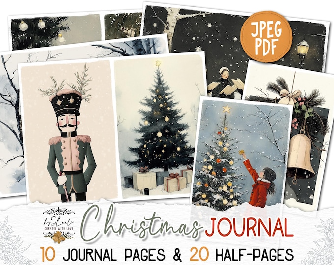 CHRISTMAS JOURNAL Junk Journal Pages printable | Holidays season Collage Kit scrapbook vintage ephemera supplie Digital art Download | pp866