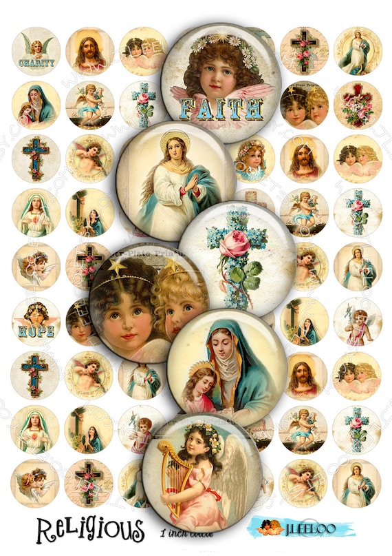 Digital printable RELIGIOUS 1 inch circle sheets charity faith virgin sacred for pendant magnet craft instant download tn276