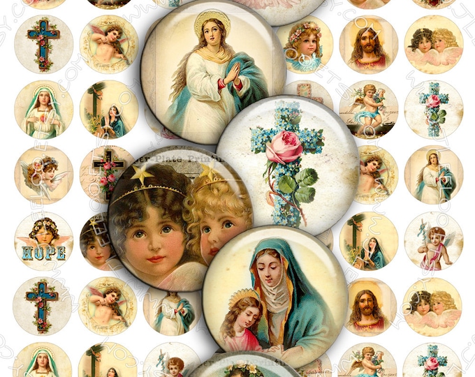 Digital printable RELIGIOUS 1 inch circle sheets charity faith virgin sacred for pendant magnet craft instant download tn276