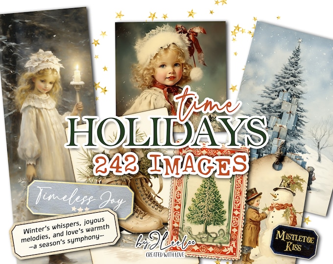 HOLIDAYS TIME Collection 242 images | Christmas scrapbook junk journal digital ephemera supplies | Card making Bundle | pp655