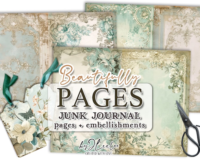 BEAUTIFULLY PAGES junk journal printable | Botanical half pages ephemera | Vintage paper download crafting collage diary | pp786