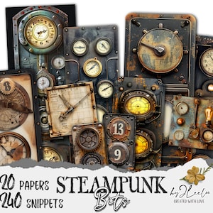 STEAMPUNK BITS industrial numbers bulb lamp labels fussy cut | tag vintage ephemera junk journal | Scrapbook Printable digital sheet | tl284