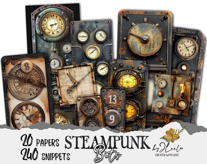 STEAMPUNK BITS industrial numbers bulb lamp labels fussy cut | tag vintage ephemera junk journal | Scrapbook Printable digital sheet | tl284