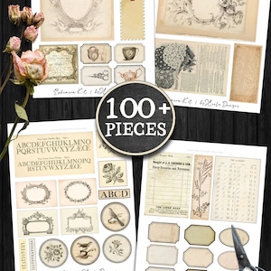 EPHEMERA KIT Scrapbook Paper Junk Journal Digi Kit Digital Junk Tags ...