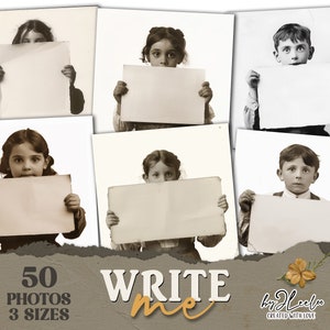 Collezione WRITE ME 50 foto / 3 formati per poster, carta, artigianato, diario, materiale effimero digitale / cartolina fotografica vintage vittoriana / cp021