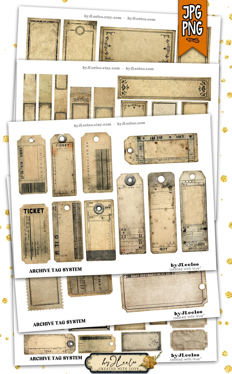 ARCHIVE Tag SYSTEM Vintage Ephemera Junk Journal | Scrapbooking ...