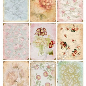 ANTIQUE FLOWERS Digital collage sheet printable atc aceo size instant download background vintage ac110 image 2