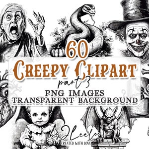 CREEPY CLIPART set 3 | printable gothic designs for Halloween party | antique victorian digital supplies Vampire, Zombie, Pumpkin | cl155