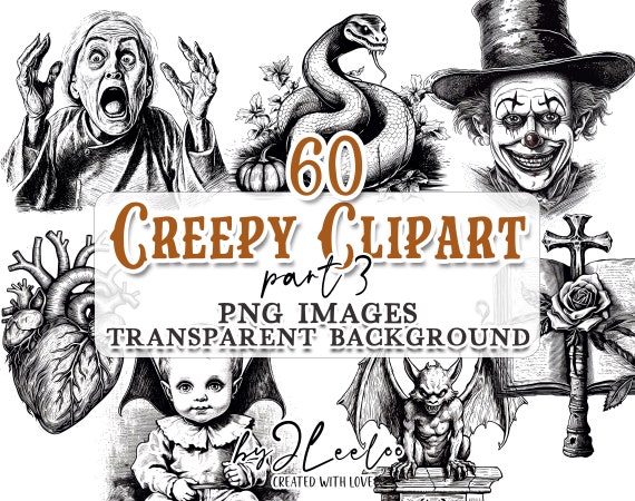 CREEPY CLIPART set 3 | printable gothic designs for Halloween party | antique victorian digital supplies Vampire, Zombie, Pumpkin | cl155