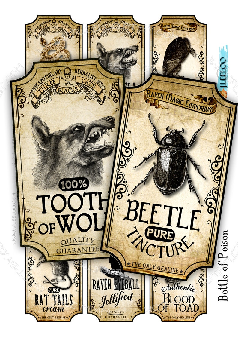 BOTTLE OF POISON printable tags label bottle jar labels Etsy