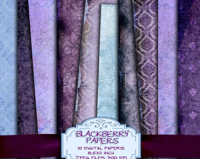 BLACKBERRY PAPERS 10 large digital images for scrapbook Digital collage sheet instant download digital print printable goods pp196