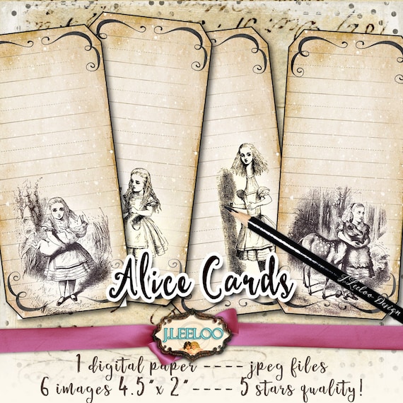 ALICE cards tags label apothecary clip art printable Ephemera Paper Crafts art scrap Digital collage sheet instant download tl205