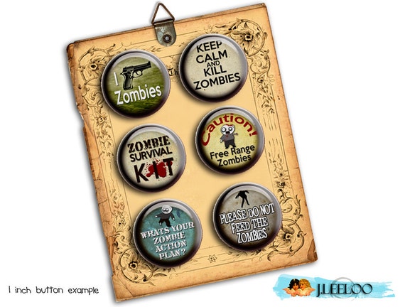 Digital printable ZOMBIES 2 papers for button machine walking dead quote scary magnet stickers pendant instant download printable tn221