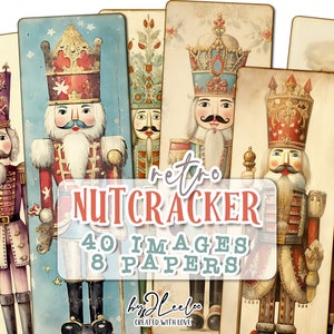 Coleção NUTCRACKER RETRO 40 imagens | suprimentos para diário de sucata, artesanato, scrapbooking, criação de livros | Tema de Natal para criação de cartões | bm115