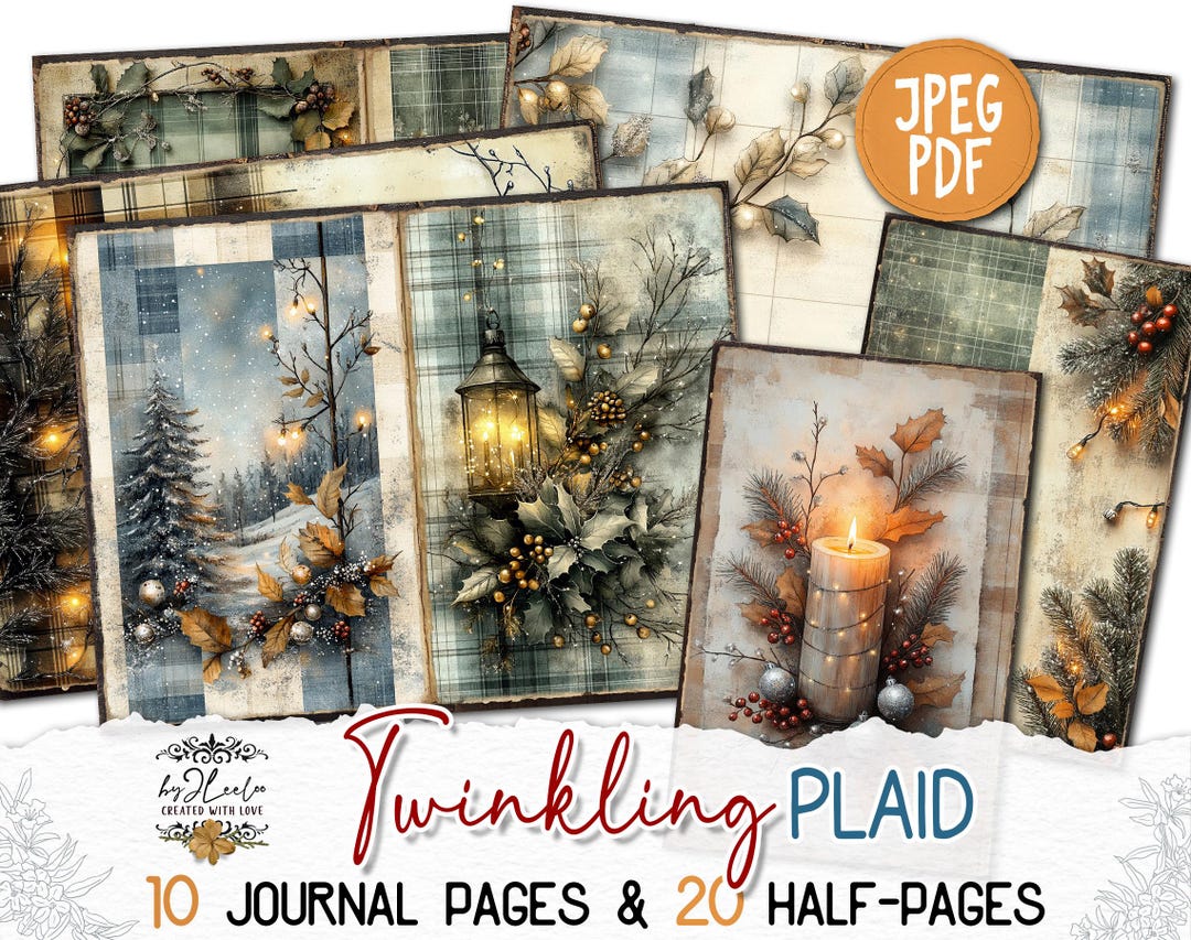 TWINKLING PLAID Junk Journal Christmas Pages Printable | Frozen Forest ...