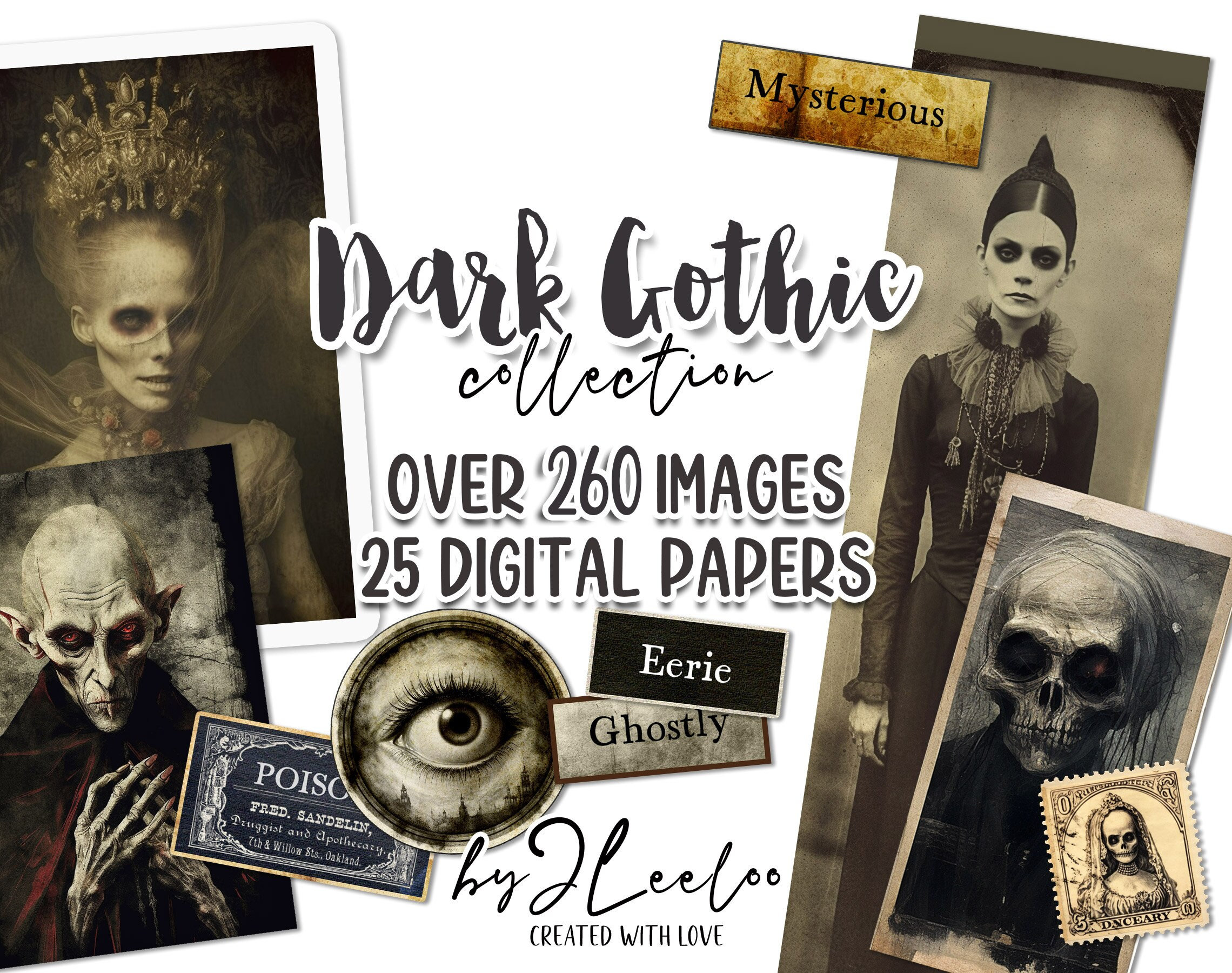 Burgundy Goth: Scrapbook Paper Pad by Digital Attic Studio
