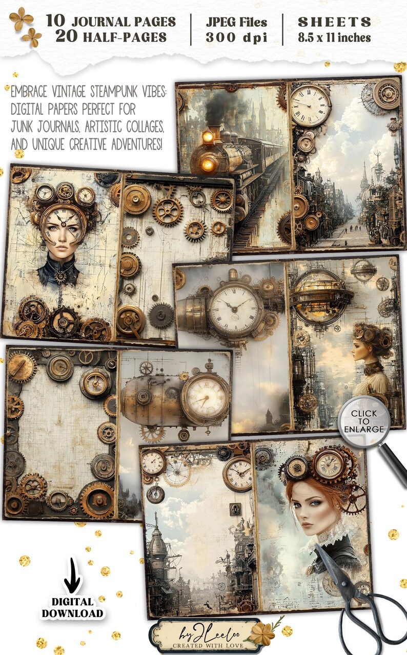 STEAMPUNK JOURNAL Junk Journal Pages Printable | Vintage Victorian ...