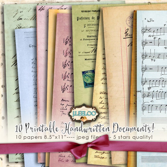 OLD HANDWRITING 10 large printable vintage documents paper crafting Decorative papers instant download pp148