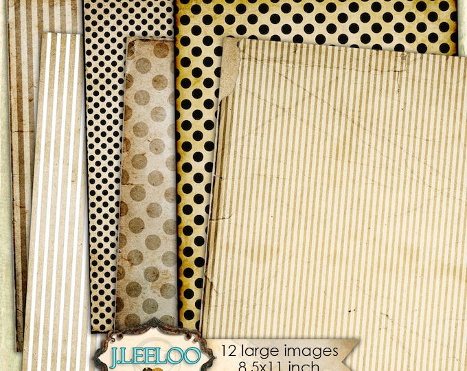 LINES AND DOTS large 8.5x11 inch digital Digital collage sheet documents distressed scrapbooking instant download printable diary pp291