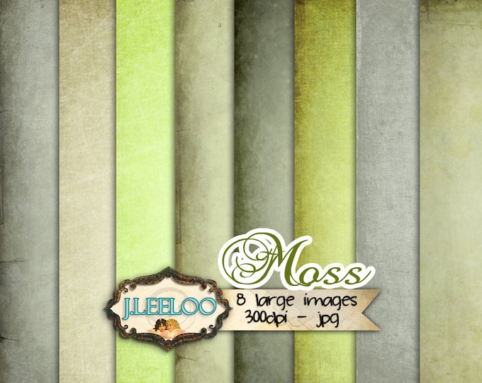 BASIC 4 MOSS large digital papers Digital collage sheet texture grunge green for scrapbooking craft art instant download printable pp114