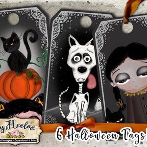 HALLOWEEN handgezeichnete Gothic-Tag Cliparts Handwerk Papier Kunst Schrott Digital Collage Sheet Sofort-Download tl208