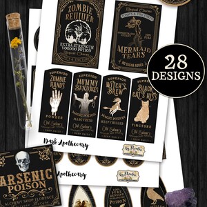 DARK APOTHECARY Printable Potion Poison Tags Label Bottle Jar Labels ...