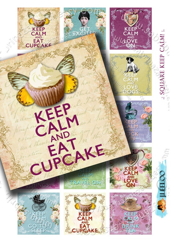 Digital collage square KEEP CALM 2x2 inch square quote for pendant clipart magnet instant download printable qu207