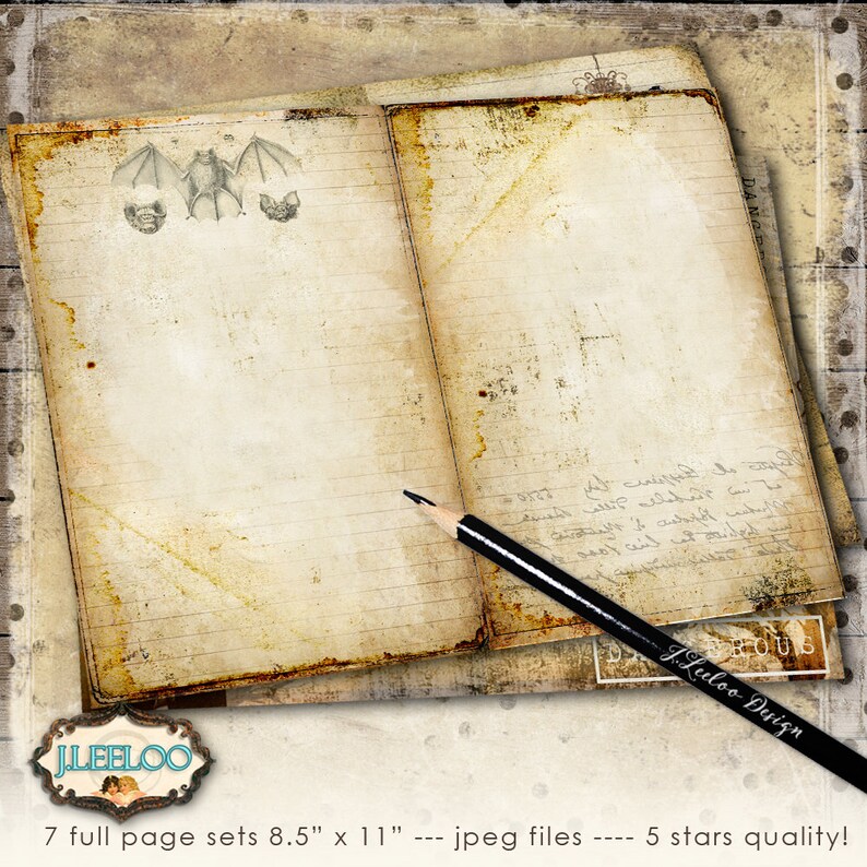 FEARFUL PAPERS Large 8.5x11 Inch Halloween Junk Journal Kit Crafting ...
