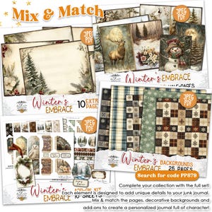 WINTER'S EMBRACE 25 Backgrounds Junk Journal Printable | Holidays ...