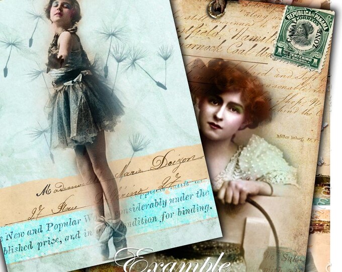 BEAUTY  aceo size printable vintage | collage photo cards for journal scrapbooking making card | ephemera paris dancer girls CU | ac191