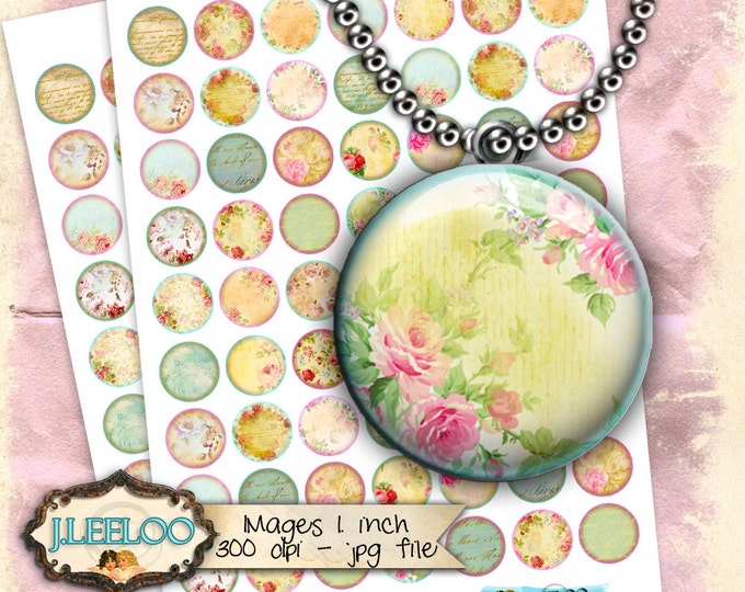 Digital print OLD GARDEN 1 inch circle writable tag flower images pendant magnet and craft  instant download printable image tn399