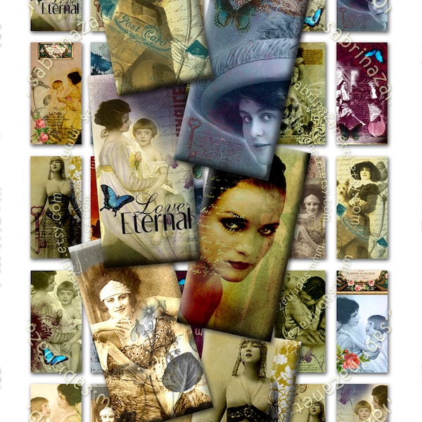 FACE OF LOVE domino woman photo Digital collage sheet printable 2x1 inch soldered art instant download background collage paper do118