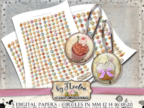 LITTLE CAKE  circle sheets earring ring size french paris digital images for jewelry instant download tn590