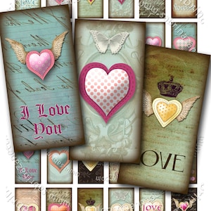 MEIN HERZ 2x1 Domino valentine Liebe für Rechteck-Anhänger gelötet Kunst Digital Collage Blatt Clipart sofortiger Download druckbare do127
