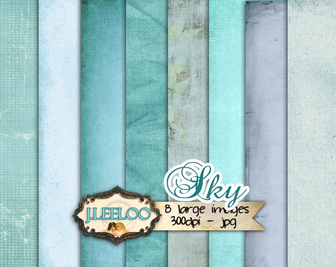BASIC 3 SKY large digital papers collage sheet texture distressed for stationary scrapbooking craft art instant download printable pp113
