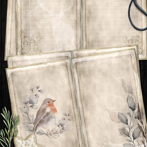 WINTER PAGES junk journal christmas holidays printable diary pages for Journals, Scrapbooks, Paper Crafts pp534 image 2