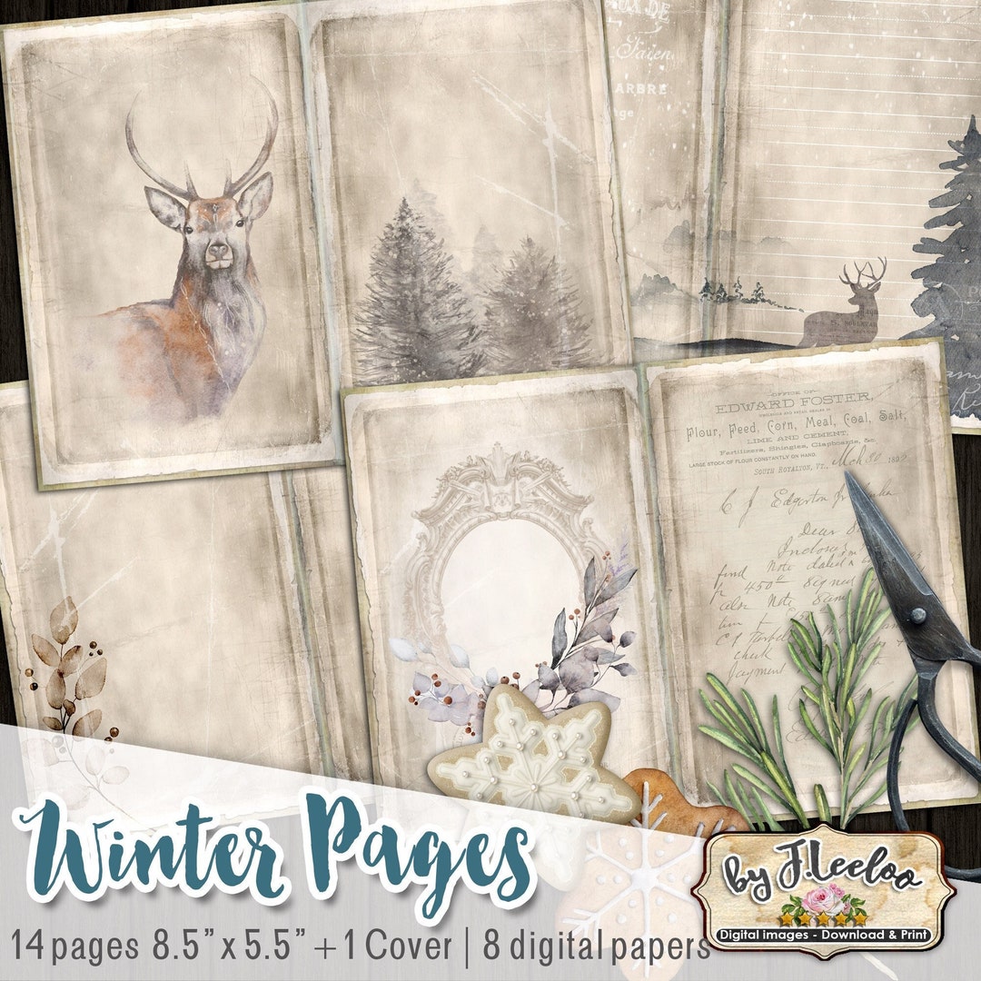 WINTER PAGES Junk Journal Christmas Holidays Printable Diary Pages for ...