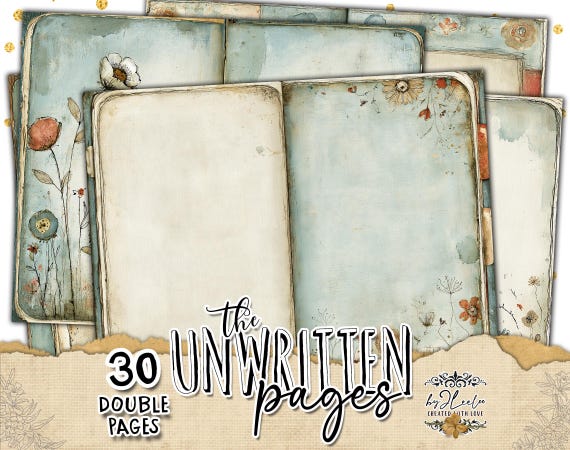 BLANK JUNK JOURNAL Pages Vintage Printable, Unlined Writing Sheets, Double Page Spreads, Scrapbooking Supplies | ppK85