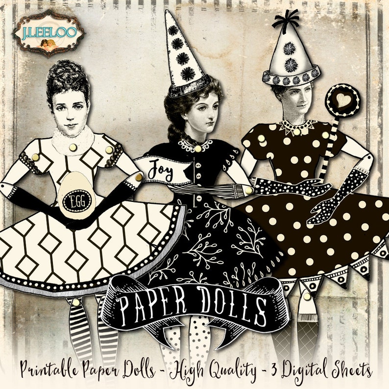 DANCER PAPER DOLLS digital altered art Digital collage sheet for journal page scrapbooking diary art instant download printable pp365