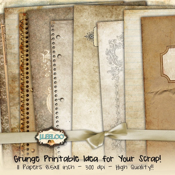 GRUNGE PAPERS 8.5x11 inch Digital collage sheets Vintage Junk Journal ledger dirty vintage scrapbook distressed printable diary pp309