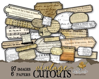 VINTAGE CUTOUTS label printable fussy-cut supplies | Tags ephemera junk journal | steampunk  masculine images digital collage sheet | tl281