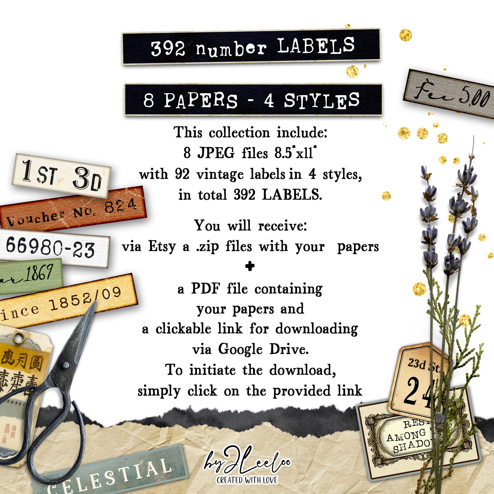 NUMBER LABELS Text Label Printable Word | Grungy Masculine Vintage ...