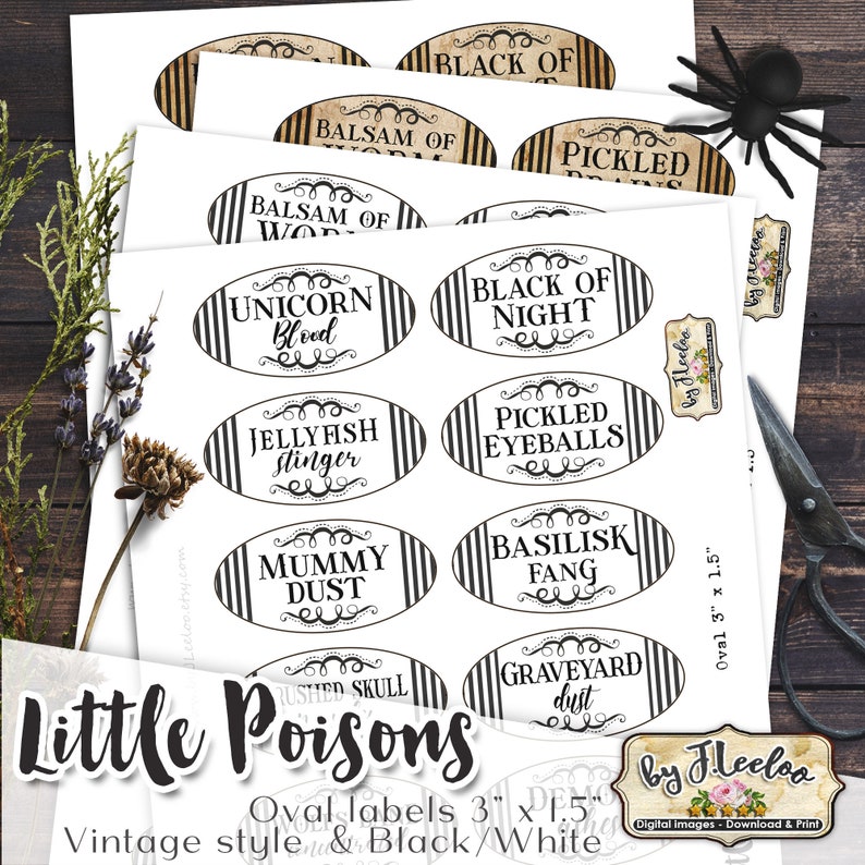 LITTLE POISONS Vintage Jar Labels Apothecary Witch Halloween - Etsy