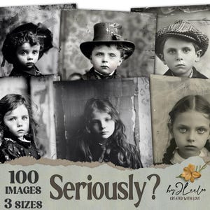 DAVVERO? Raccolta di 100 foto effimere di bambini stampabili / Diario di 3 formati / Kit per il bricolage / Uso commerciale / cp025