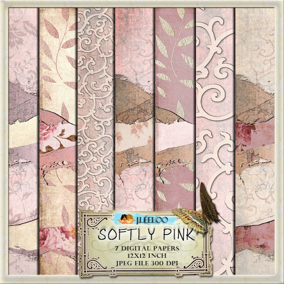 SOFTLY PINK large 12x12 inch peeled digital collage print sheet papers supply texture grunge scrapbook instant download printable pp159