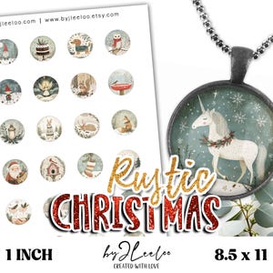 RUSTIC CHRISTMAS 1 Zoll druckbare Illustration | für Anhänger Decor Label Sticker Schmuck | Folklore Illustration digital | tn836