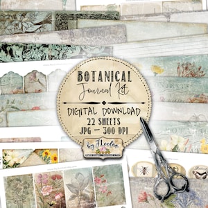 BOTANICAL Journal KIT vintage romantic shabby chic papers diy vintage ephemera diary printable collage sheets pp489